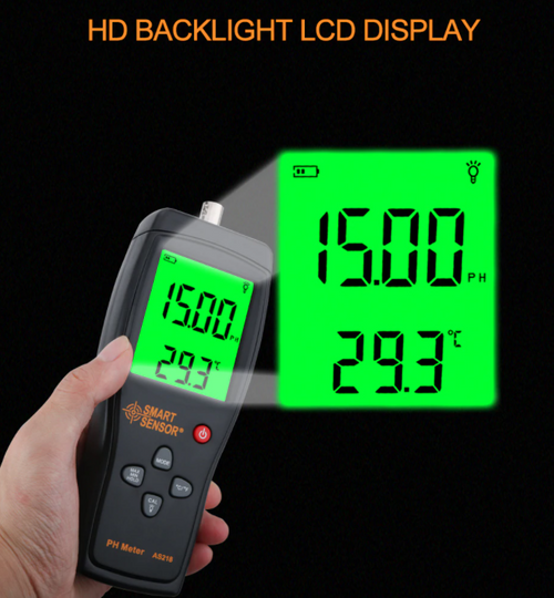 pH Temp Meter Tester Monitor LCD Measure Instrument Water Smart Sensor Kit AS218