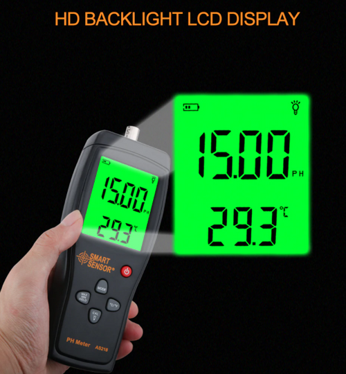pH Temp Meter Tester Monitor LCD Measure Instrument Water Smart Sensor AS218
