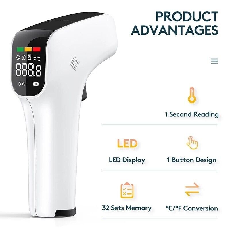 Noncontact Digital Thermometer LED Infrared Sensor for Babies Children & Adults