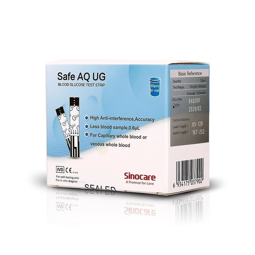 Blood Glucose Test Strips 100 Pack For The Safe AQ UG 2 in1 Multifunction Meter