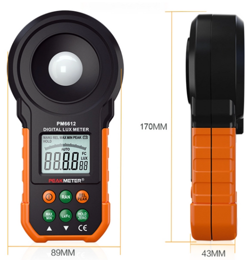 Lux Light Meter 0-200,000 Digital & Analog LCD Display Measuring Light PM6612L