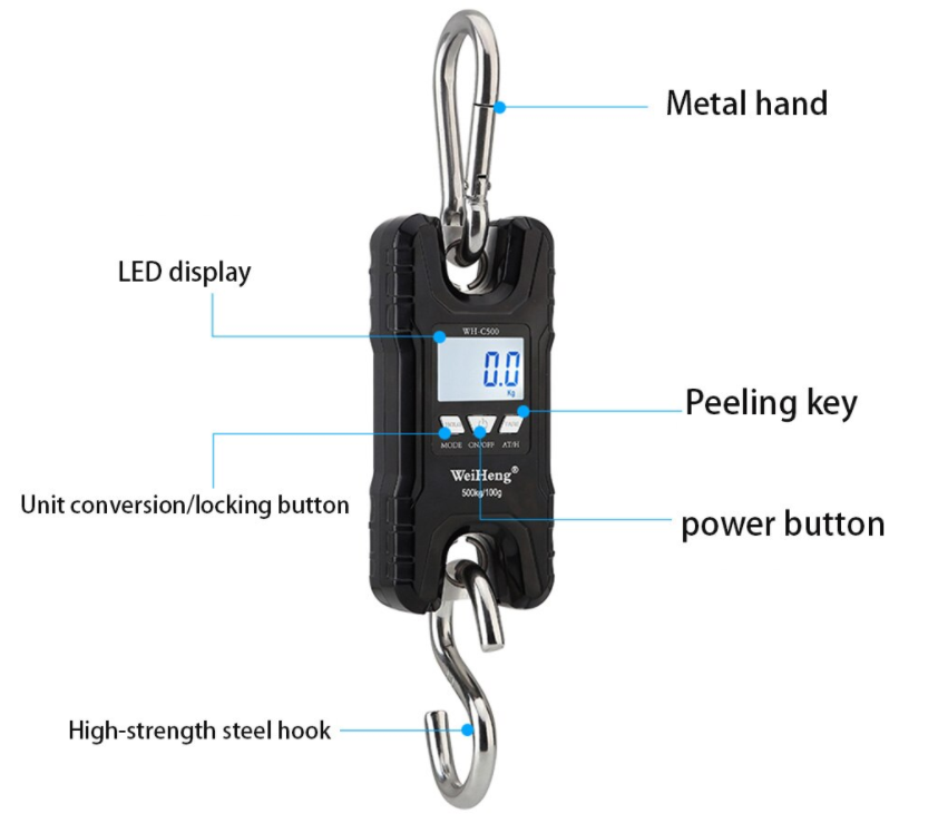 Crane Hanging Scale 500Kg x 0.1g Mini Portable LCD Digital Electronic Weighing (Copy)