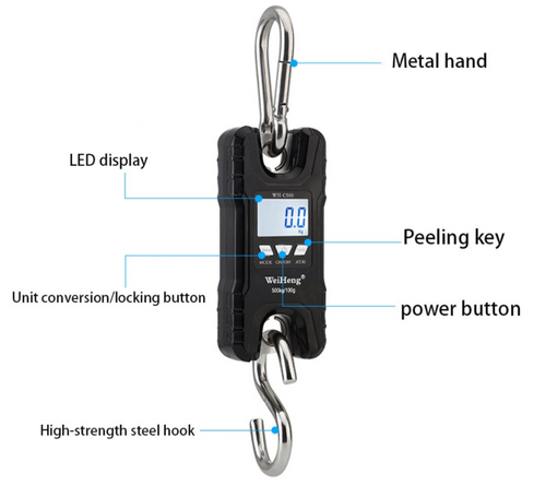 Crane Hanging Scale 500Kg x 0.1g Mini Portable LCD Digital Electronic Weighing (Copy)