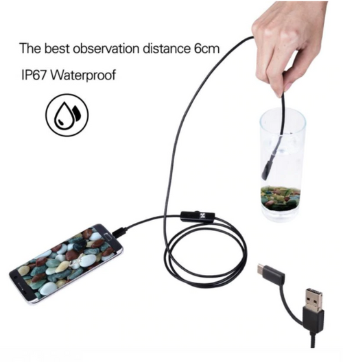 Endoscope Industrial HD USB-C Type-C Waterproof For Android 6 LEDs & 10m Cable
