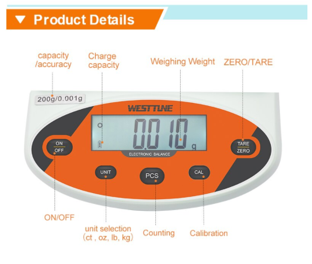 Electronic Scales Lab Balance 200g x 0.001g High Precision Analytical Weighing