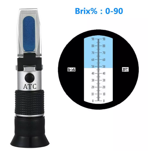 Refractometer 0-90% Brix ATC Handheld Tester for Sugar In Fruit Juice & Honey