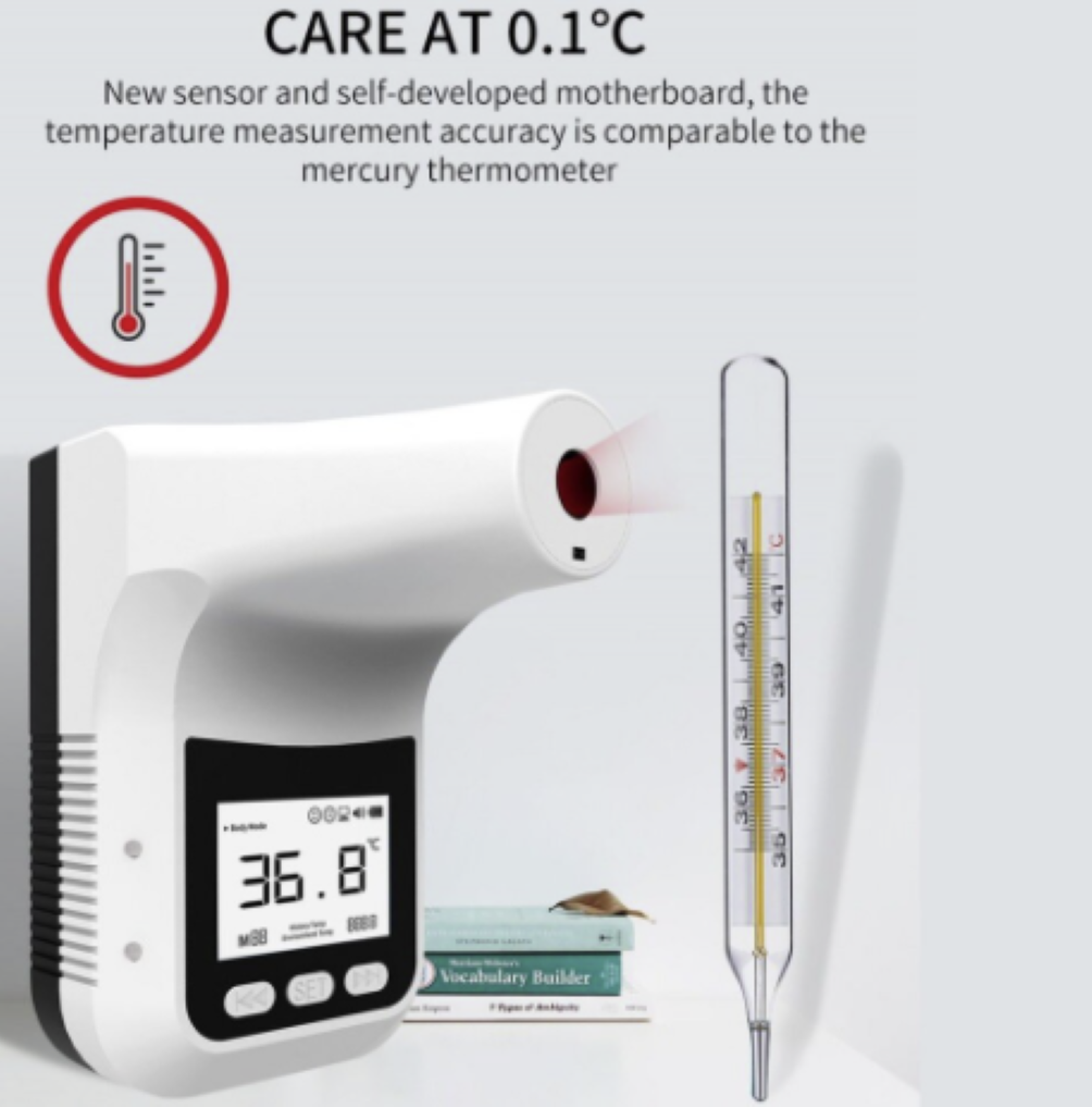 Wall Mounted Digital Thermometer Non-contact Temperature With Alarm & USB K3 Pro