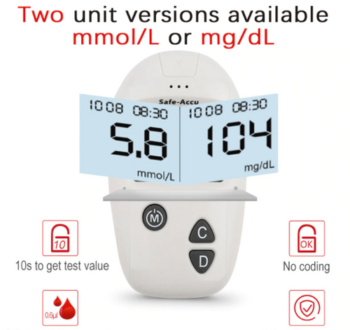 Blood Glucose Monitor Diabetes Testing Blood Sugar Meter 50 Test Strips & Lancet