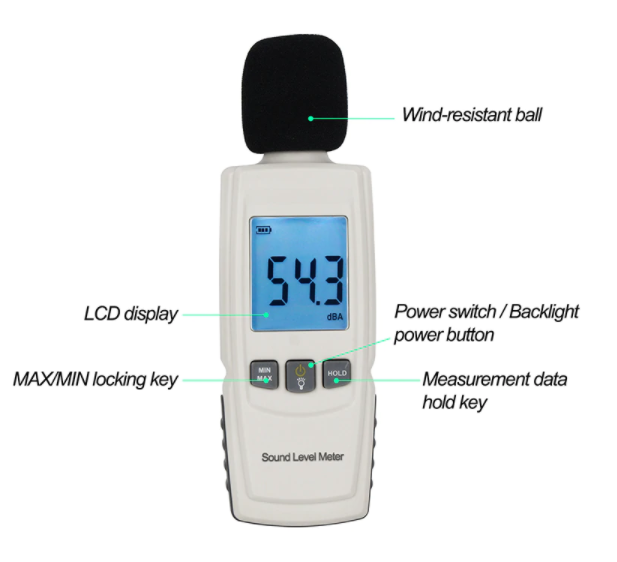 Sound Level Meter Noise Tester 30-130dB Decibel Test Monitor Digital LCD GM1352