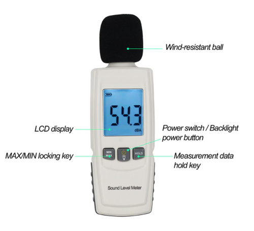 Sound Level Meter Noise Tester 30-130dB Decibel Test Monitor Digital LCD GM1352