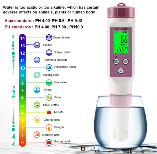 pH EC Conductivity TDS Salinity ORP SG Blue Tooth Meter 7 in 1 Tester Measures