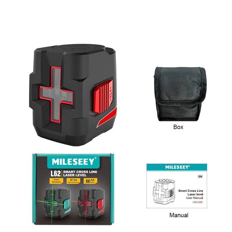 Mileseey L62R 2 Lines Laser Level Cross Red Beam Horizontal Vertical Calibrator