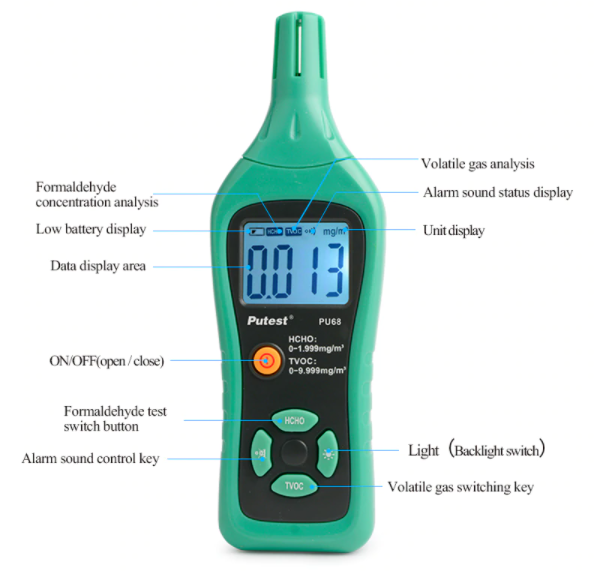 Air Quality Formaldehyde Meter Detector Analyzer Temperature & Humidit