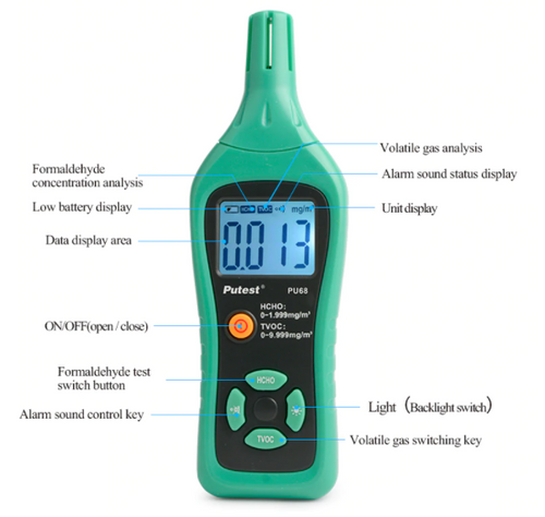Air Quality Formaldehyde Meter Detector Analyzer Temperature & Humidity PU68