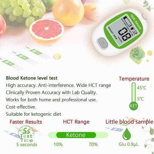 Blood Ketone Meter Monitor  Kit Includes 30 Test Strips And 30 Lancets