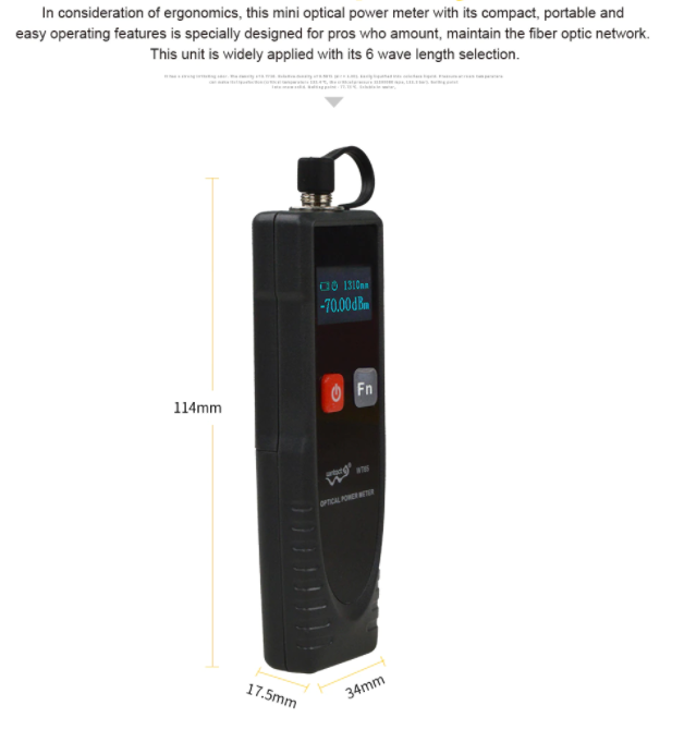 Optical Power Meter Digital Ftth Fiber Optic Tool Optical Fiber tester WT65