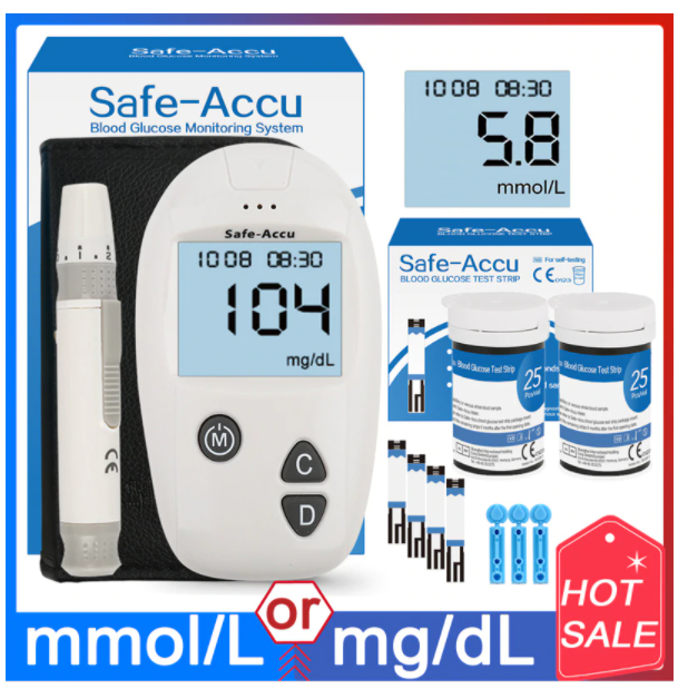 Blood Glucose Test Glucometer Sugar Meter Monitor Diabetes 200 Strips Lancets
