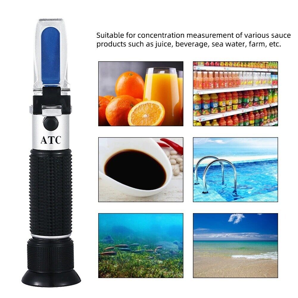 Salinity Brix SG Refractometer 0-10% Brix / 0-100% Salinity / 1.000-1.070 SG