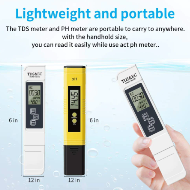 pH EC TDS  Pen Testers LCD Digital Display Water Quality Monitor Test 2 Meters