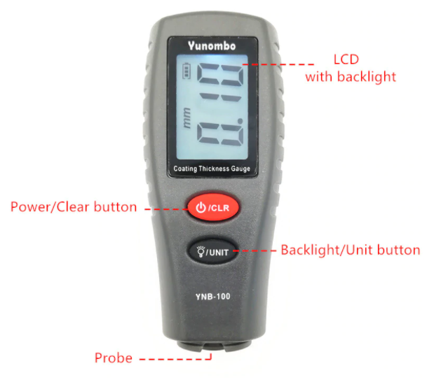Paint Thickness Coating Film Gauge Meter Car Painting Lacquer Coat Tester YNB100