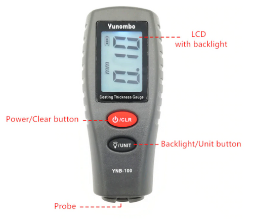 Paint Thickness Coating Film Gauge Meter Car Painting Lacquer Coat Tester YNB100