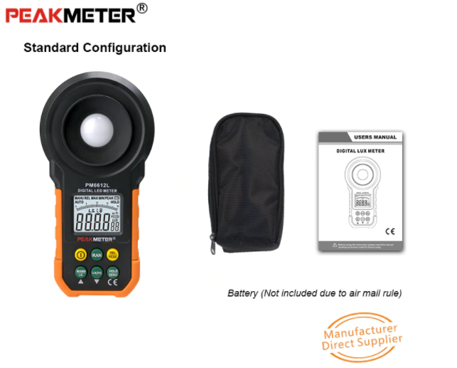 Lux Light Meter 0-200,000 Digital & Analog LCD Display Measuring Light PM6612L