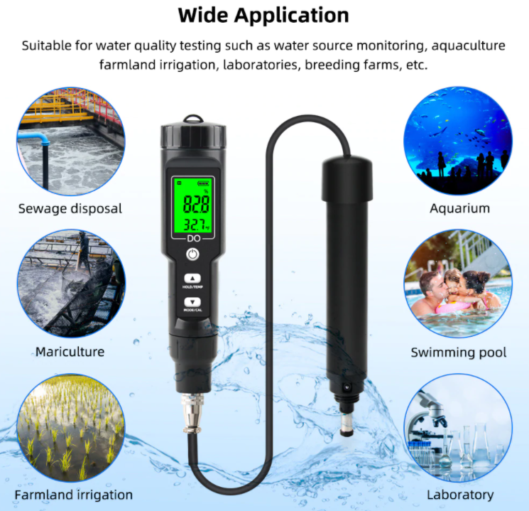 Dissolved DO Oxygen Meter Probe Tester 0-40mg/l saturation: 0.0-300% DO9100