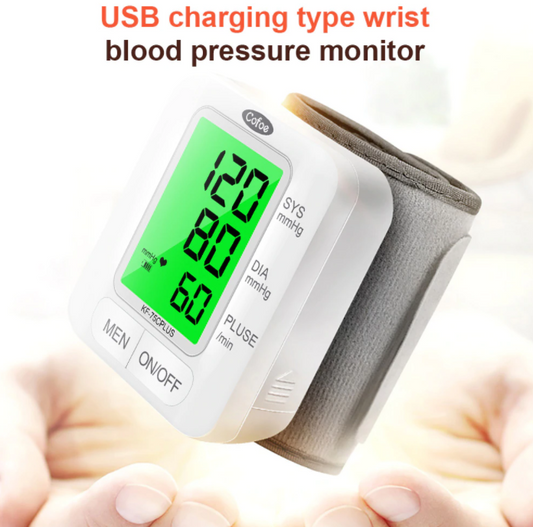 Blood Pressure Monitor Automatic Wrist Pulse Gauge Meter BP Heart Beat Rate