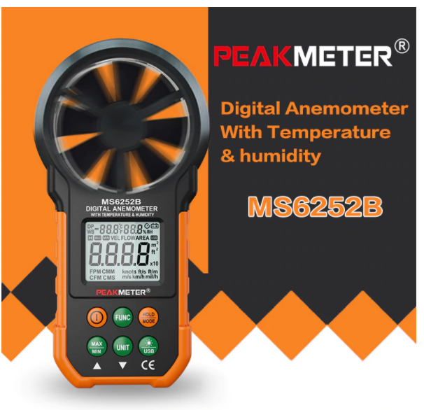 Anemometer Data logger Wind Speed Humidity Temperature Real Time 3 in 1 MS6252B