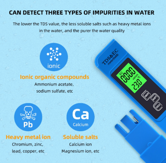 EC TDS Meter LCD Display Conductivity Tester Water Quality Monitor Reader Test