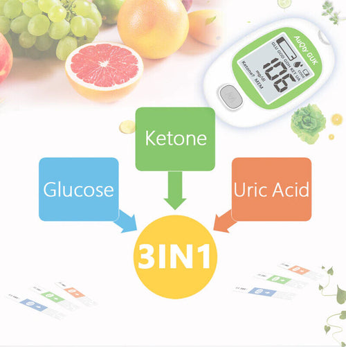 Uric Acid Ketone Blood Glucose Monitor Meter Tester 3 in1 Multifunction Kit