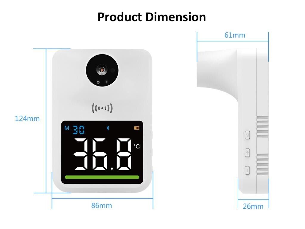 Wall Mounted Digital Thermometer Non-contact Temperature With Alarm & Bluetooth