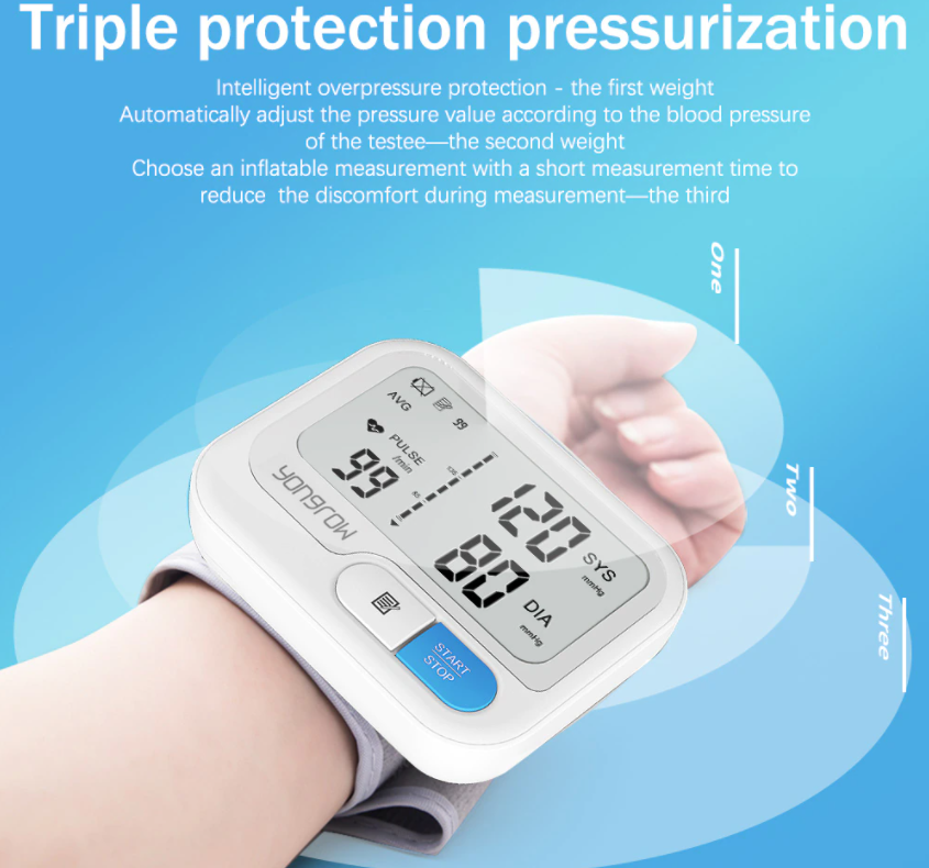 Wrist Blood Pressure Monitor Meter Portable Automatic Heart Rate Pulse BP Reader