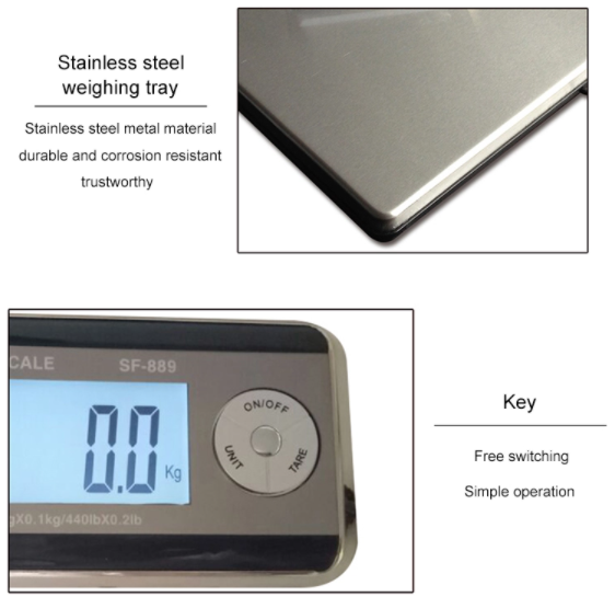 Scale Digital Floor Postal Electronic Weigh 300KG x 50g AC Power or Batteries