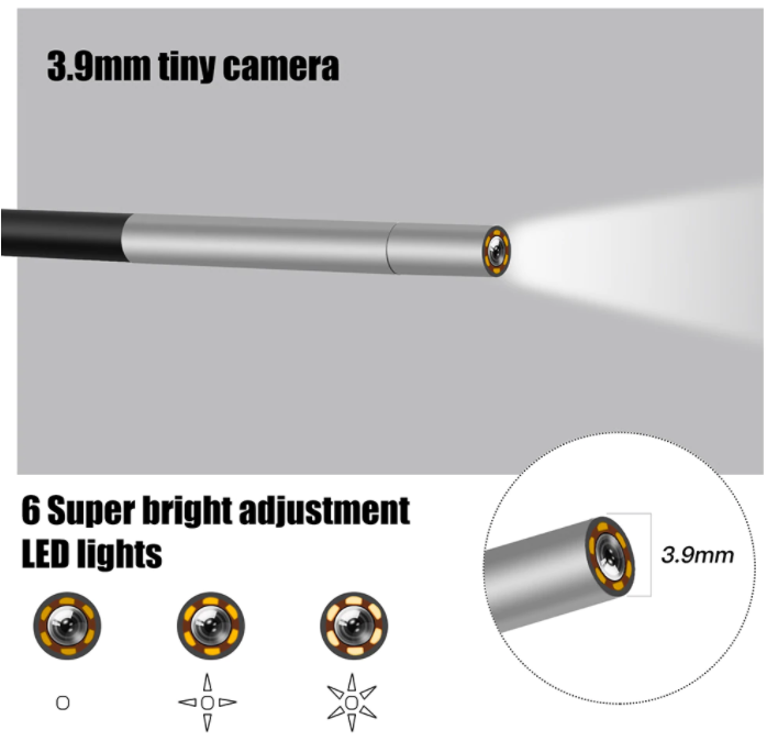 Endoscope Industrial 4.3 Inch LCD Color Screen 1080P with LEDs & 5m Cable WP