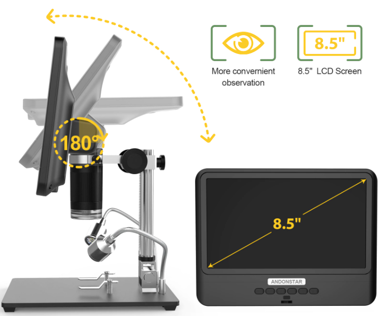 Microscope Digital 8.5 Inch LCD 5X-1200X Stereo LCD Display Screen 1080P