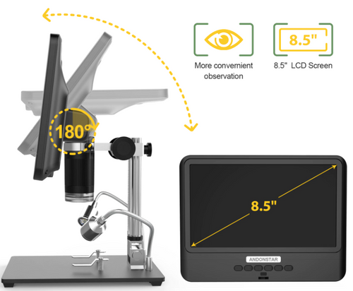 Digital Microscope 8.5 Inch LCD 5X-1200X Stereo LCD Display Screen 1080P