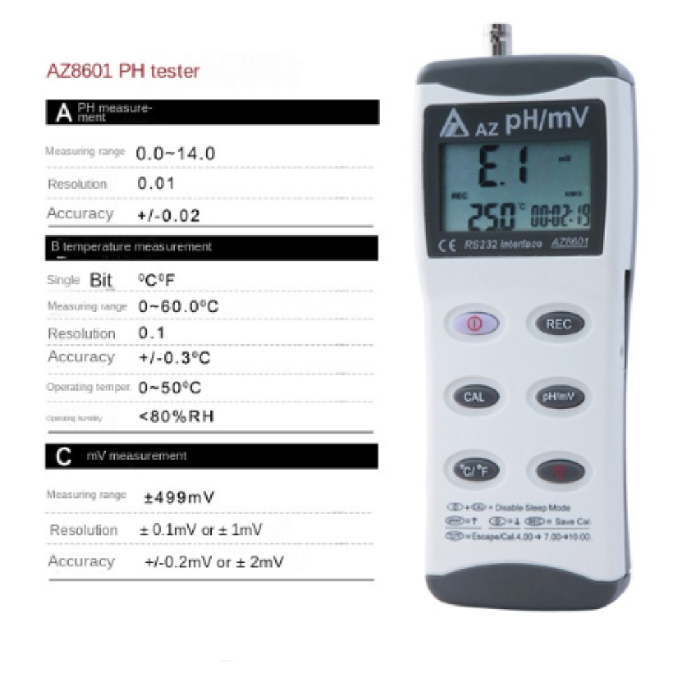 pH mV Temp Meter Tester IJ42 Spear Probe Measure Tests Meat Cheese Hydroponics