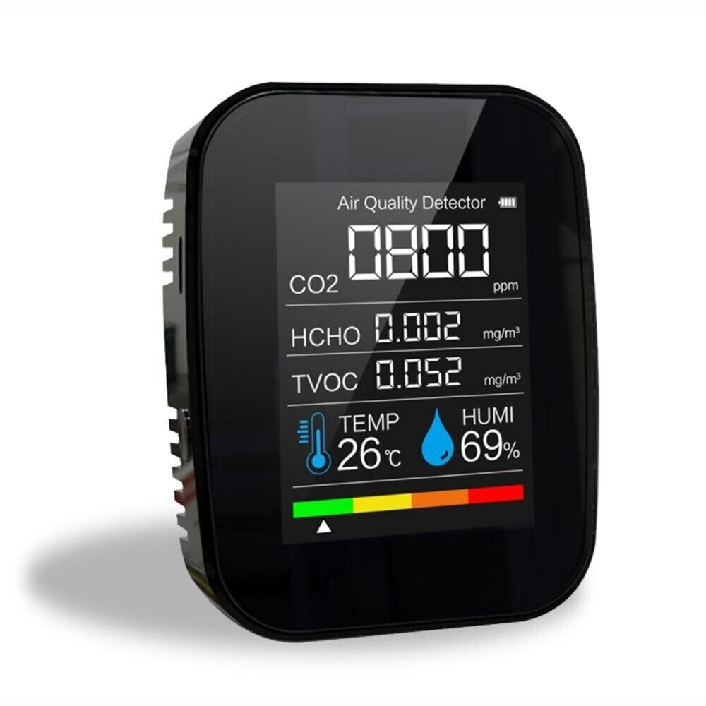 Carbon Dioxide Temperature Humidity TVOC HCHO CO2 Meter Detector Analyzer 5 in 1