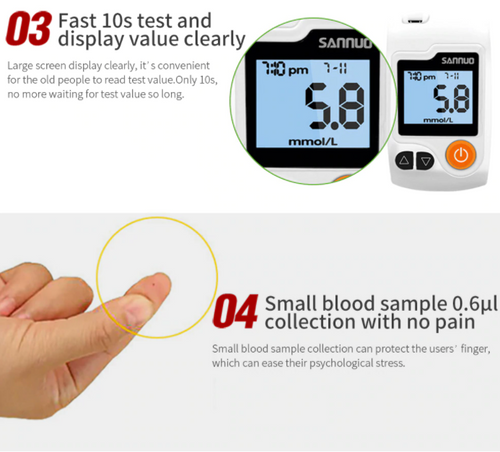 Blood Glucose Monitor Diabetes Testing Blood Sugar Meter 100 Test Strip & Lancet