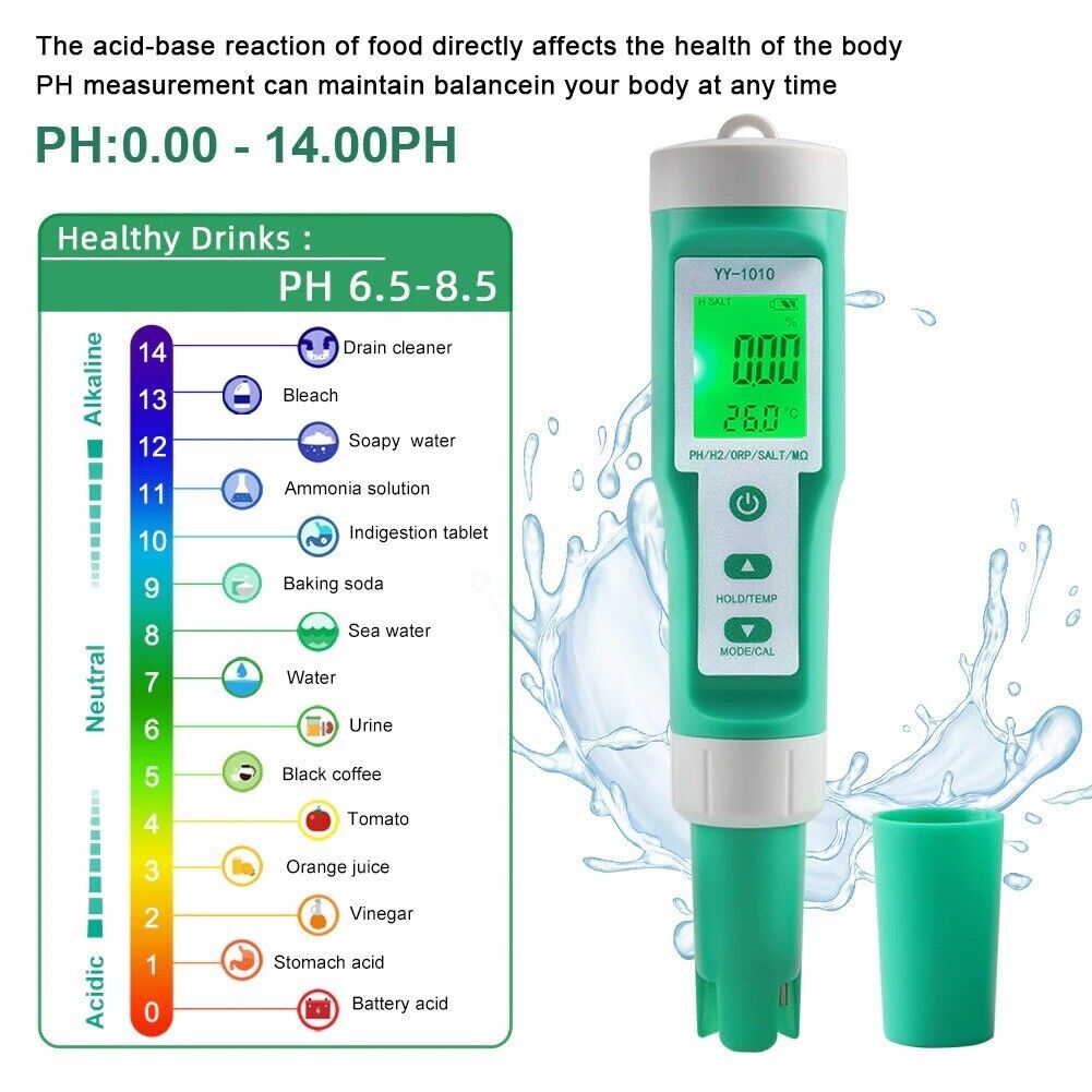 PH EC TDS ORP Salt H2 S.G Temp MΩ Fertility Meter Tester 10 in 1 Water Quality