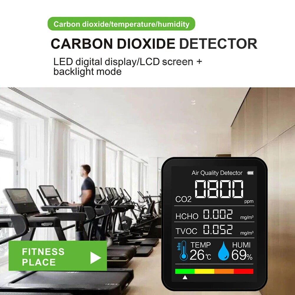 Carbon Dioxide Temperature Humidity TVOC HCHO CO2 Meter Detector Analyzer 5 in 1