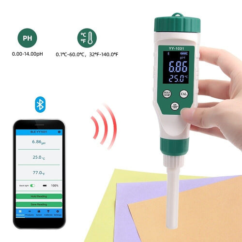 PH Meter Tester Measures Skin Paper Fabric Dough Water Flat Surface & Bluetooth