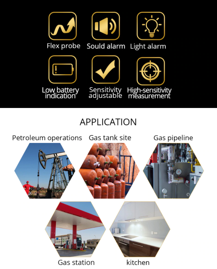Gas Analyzer Combustible Gas Detector Gas Leak Locator Flammable Natur