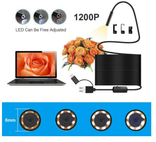 Endoscope Industrial HD USB-C Type-C Waterproof For Android 6 LEDs & 10m Cable