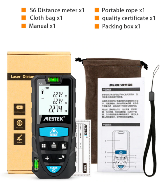 Laser Distance Meter Measurement 70m Rangefinder Digital Measuring Tape Range