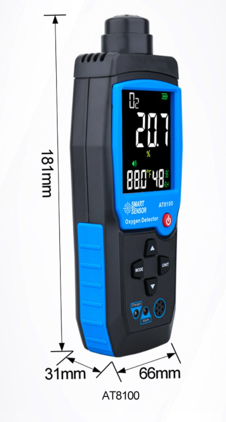 Oxygen Meter Detector O2 Gas Analyzer Reads Monitor In Air Tester 0-25% AT8100