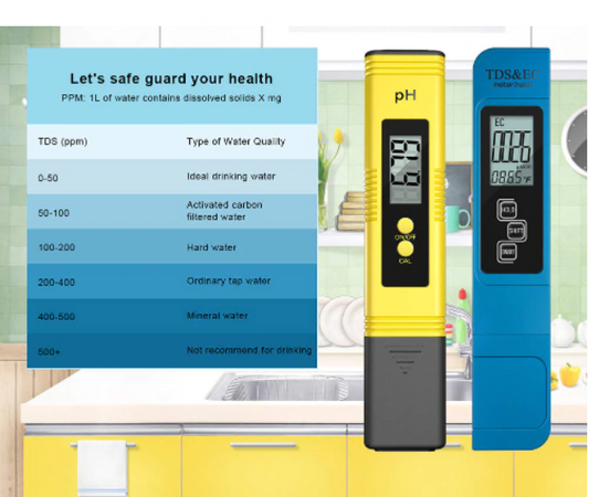 pH EC TDS Temperature Pen Testers Digital Display Water Monitor Test 2 Meters