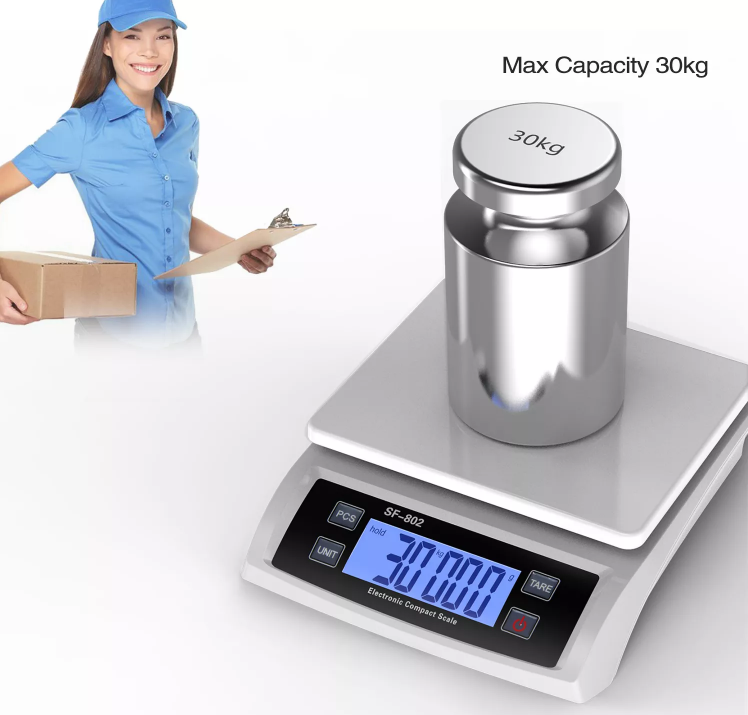 Electronic Digital Scale Balance 30kg x 1g Weighing Counting Stainless Steel Pan