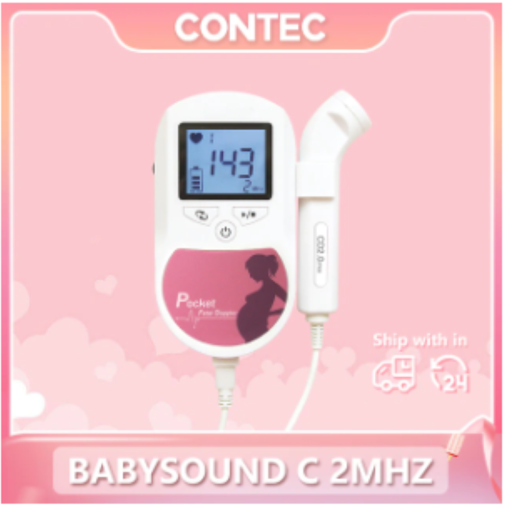 Fetal Doppler Baby Heart Beat Rate Monitor Sound C Pink 3MHZ Probe CONTEC